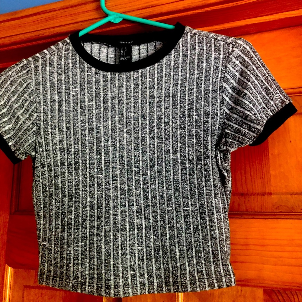 Grey & Black Crop Top